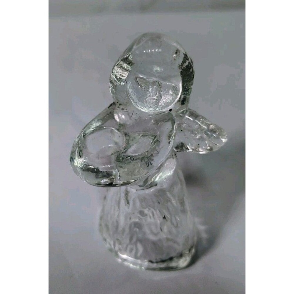 Mini Clear Glass Decorative Taper Candle Holder Angel With Wings